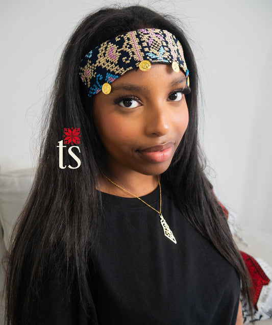 Navy Gold Tatreez Headband