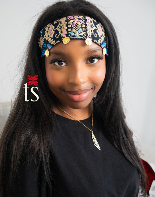 Navy Gold Tatreez Headband