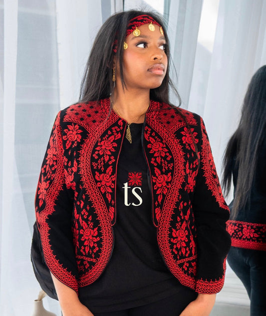 Unique Red Tatreez Blazer