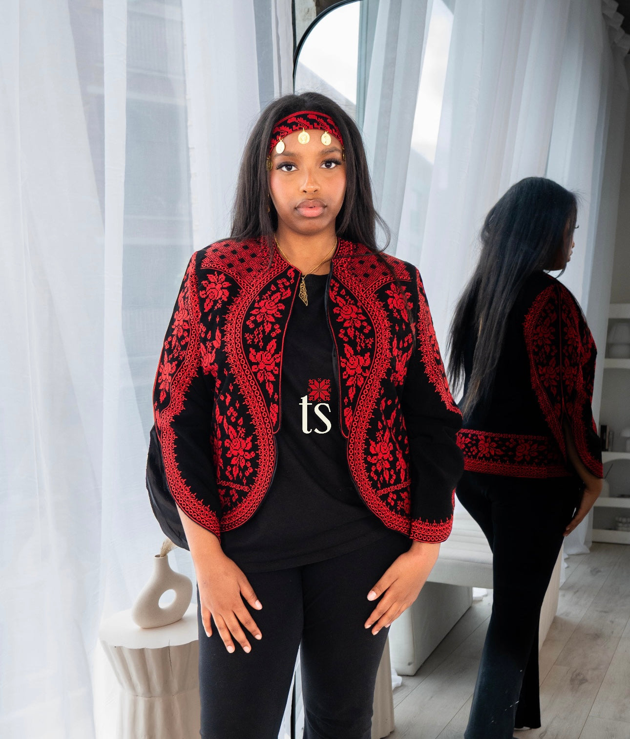Unique Red Tatreez Blazer