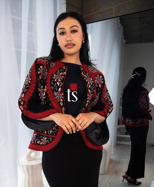 Floral Red Tatreez Blazer