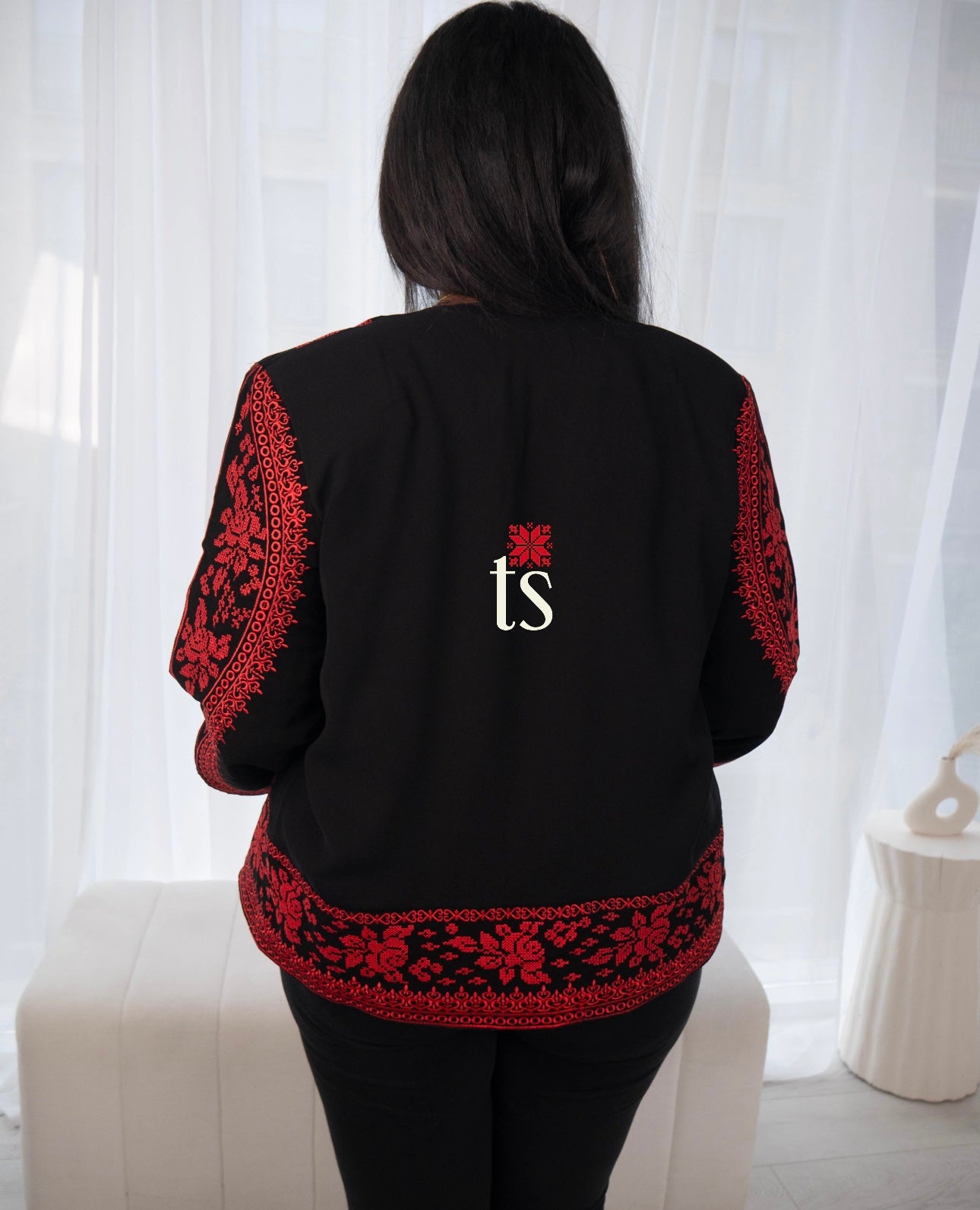 Unique Red Tatreez Blazer