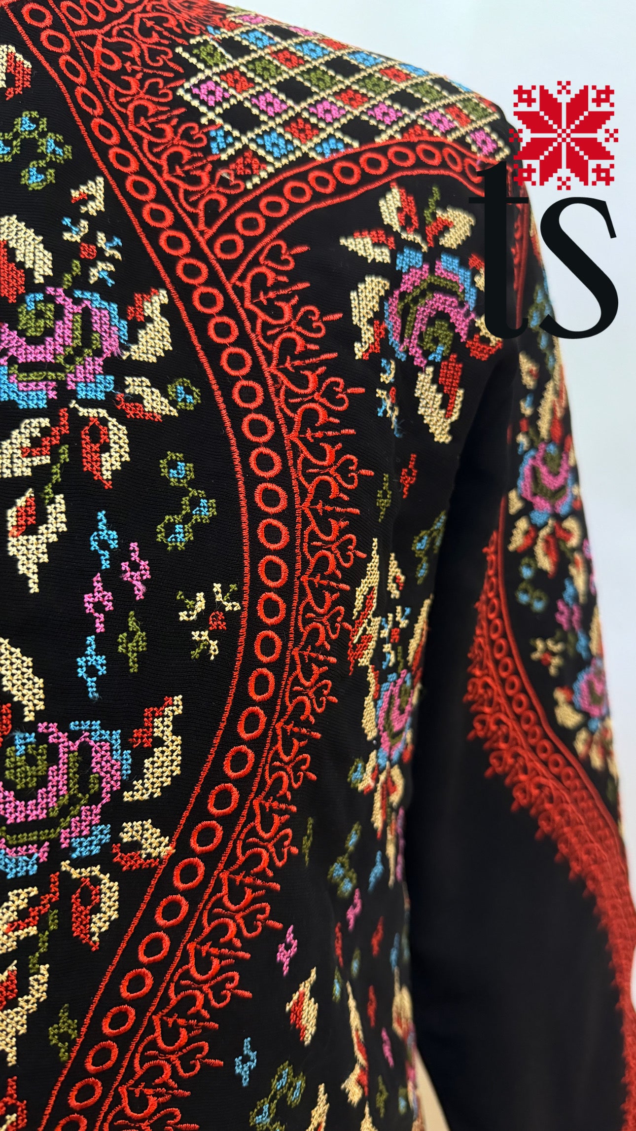 Floral Red Tatreez Blazer