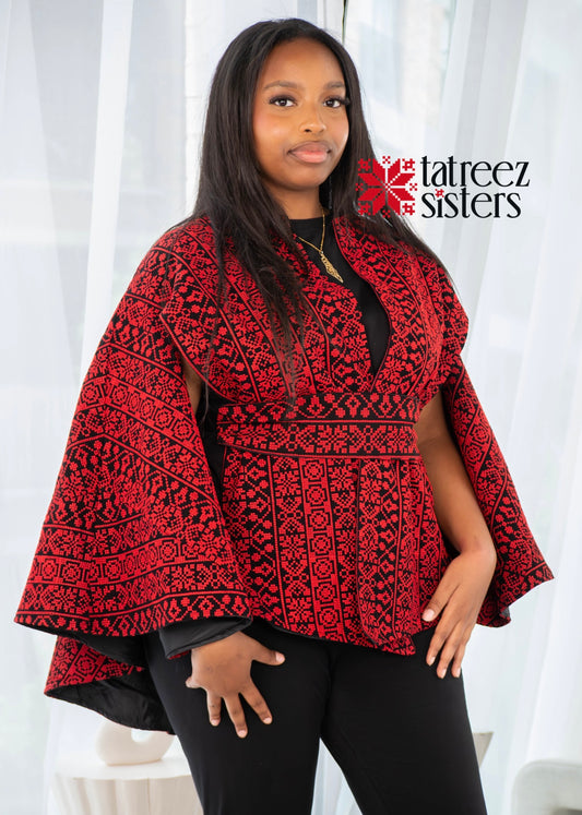 Royal Red Tatreez Cape