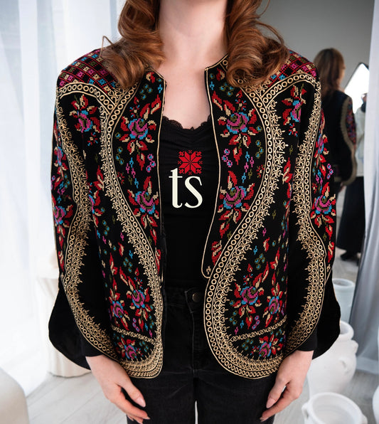 Floral Gold Tatreez Blazer