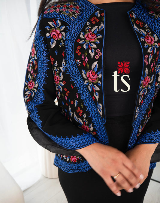 Floral Blue Tatreez Blazer