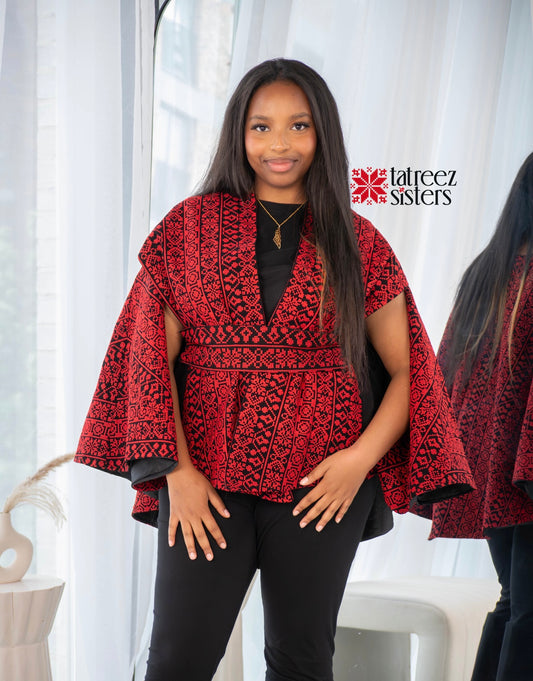 Royal Red Tatreez Cape
