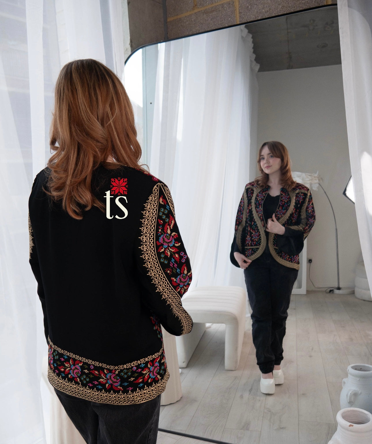 Floral Gold Tatreez Blazer