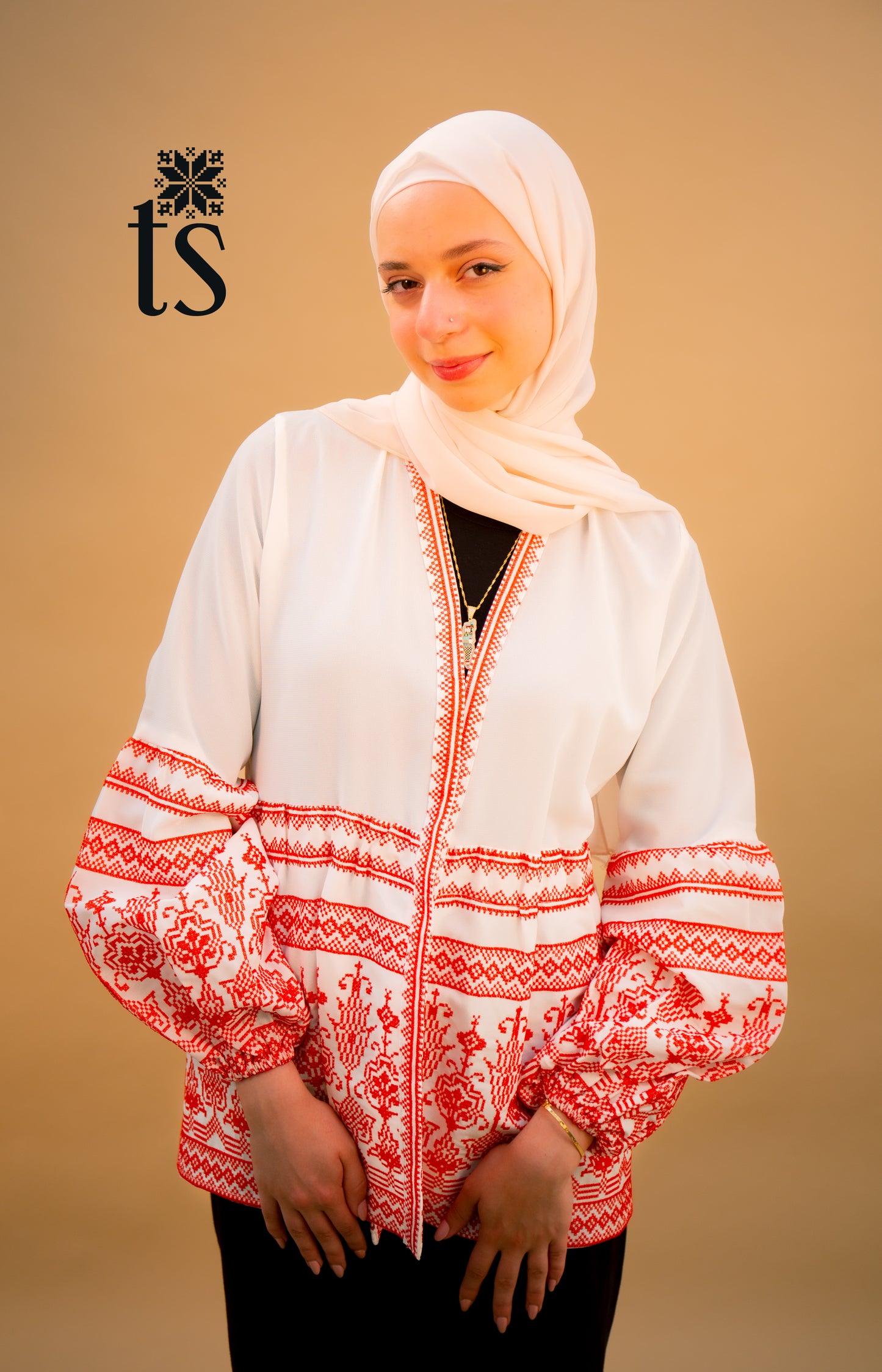White Tatreez Jacket