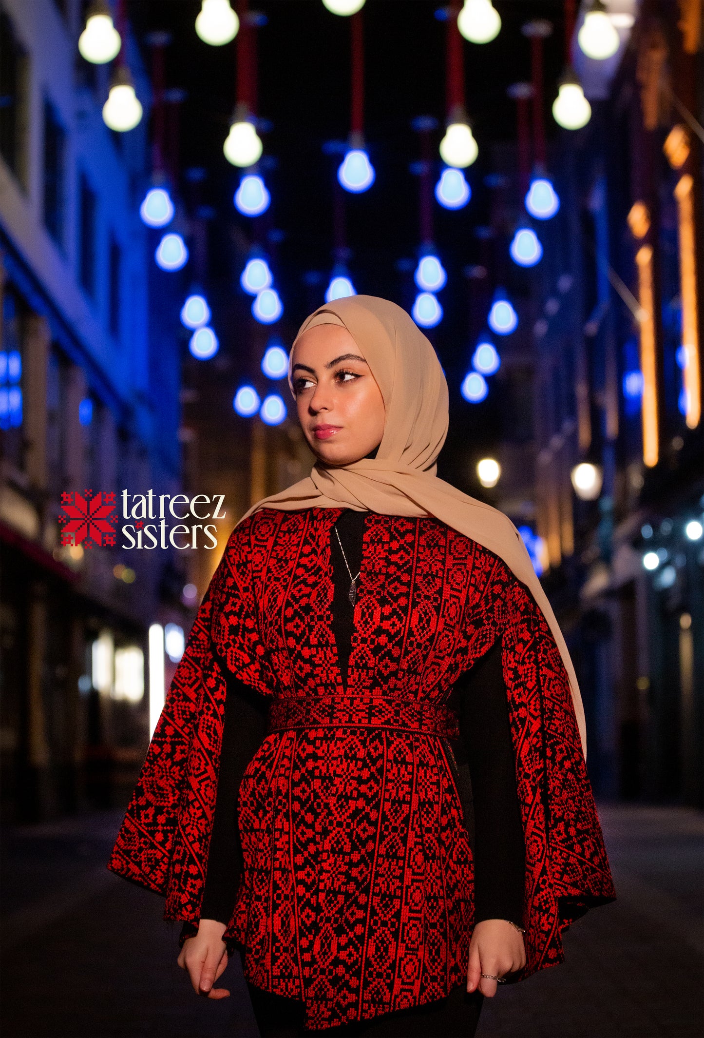 Royal Red Tatreez Cape