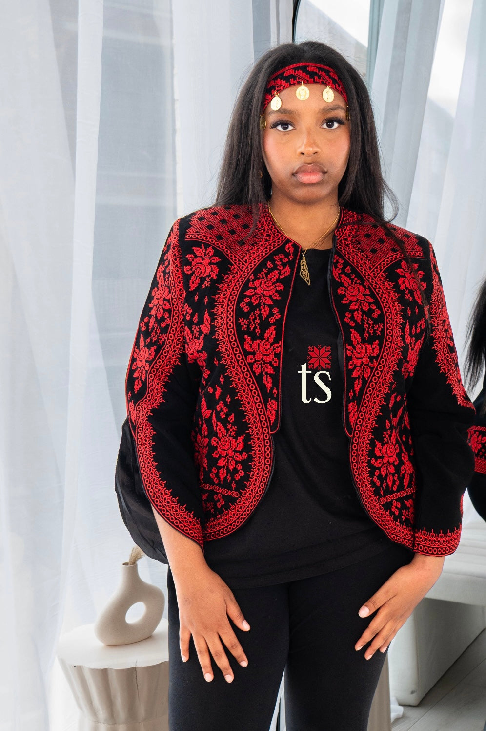 Unique Red Tatreez Blazer