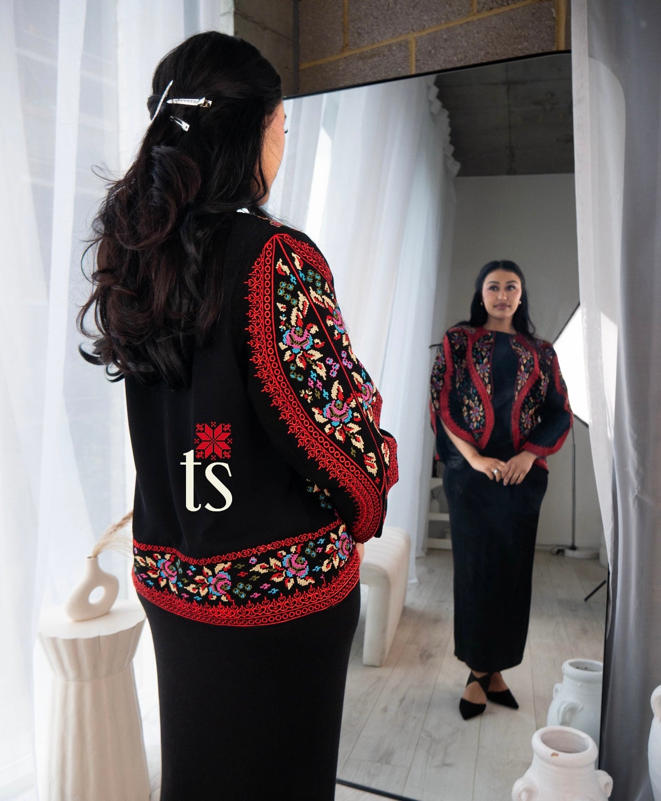 Floral Red Tatreez Blazer