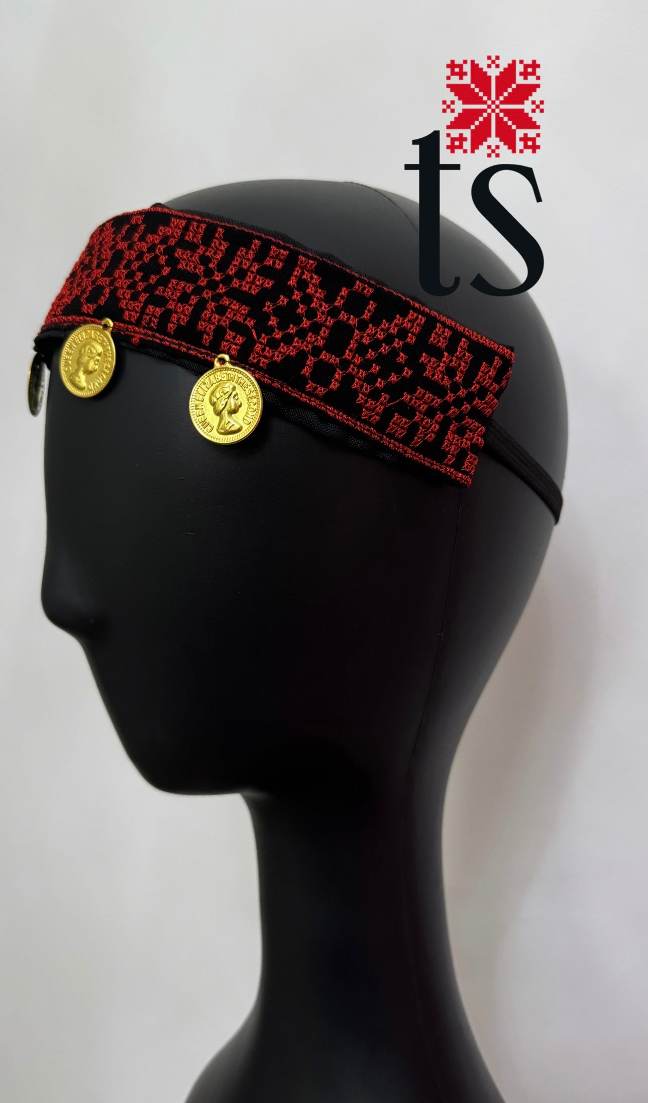 Red Tatreez Headband - Thin