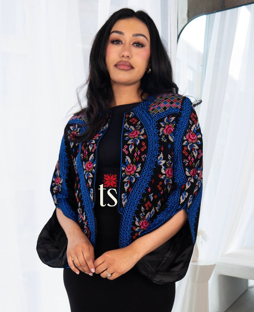 Floral Blue Tatreez Blazer