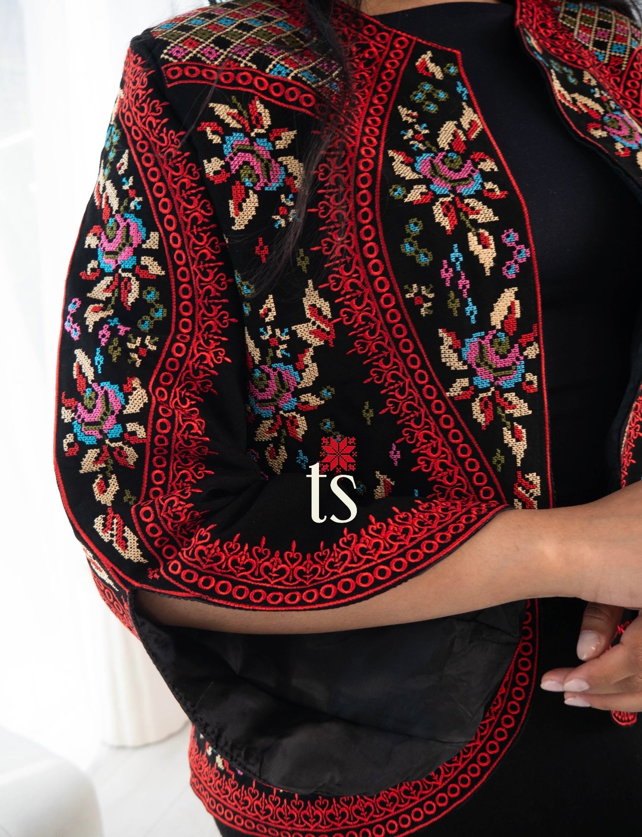 Floral Red Tatreez Blazer