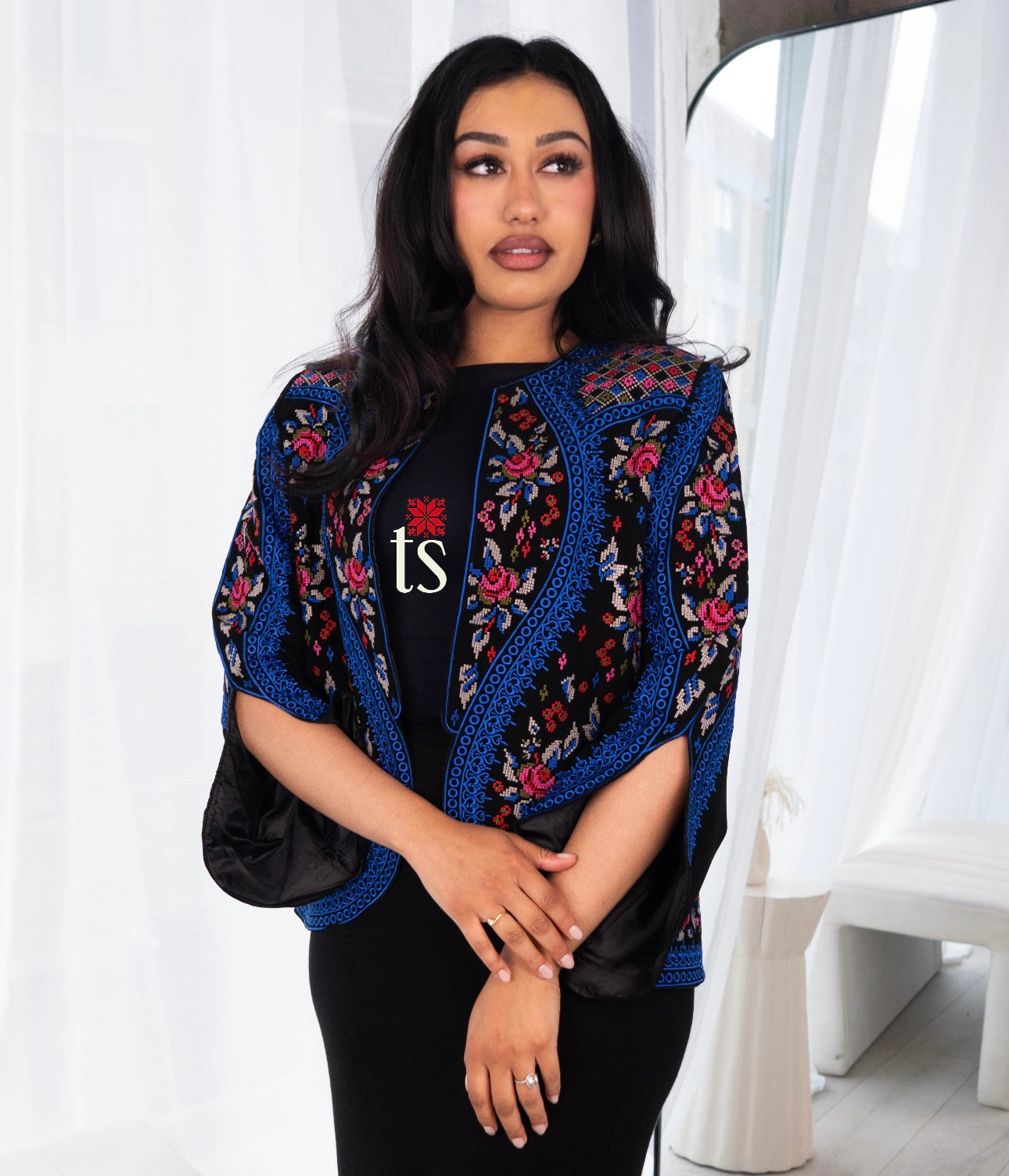 Floral Blue Tatreez Blazer