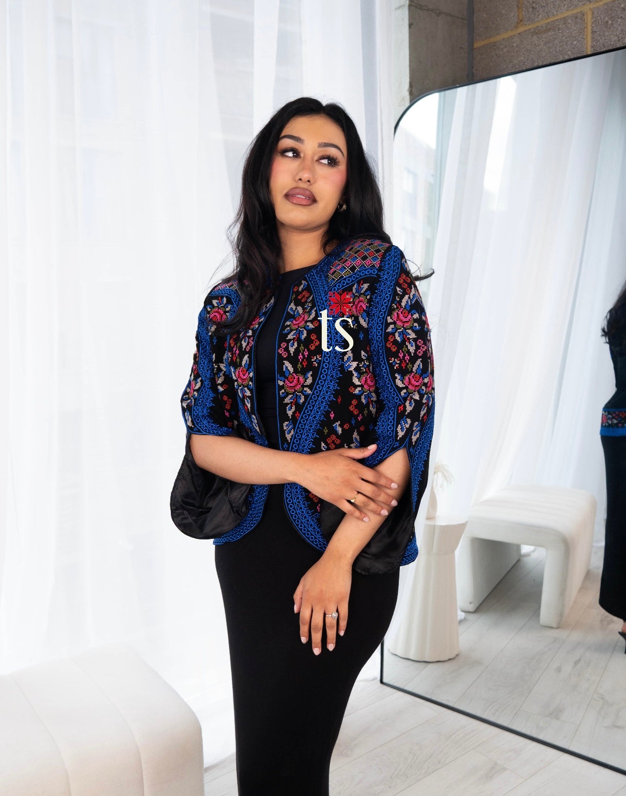 Floral Blue Tatreez Blazer