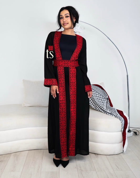 Black Tatreez Abaya