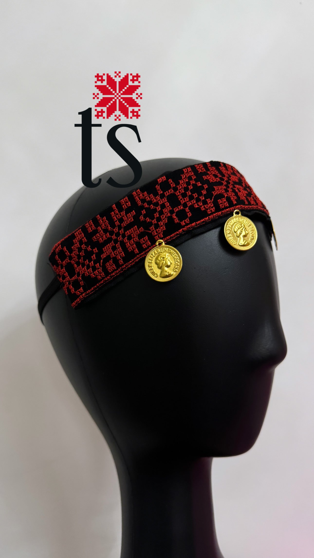 Red Tatreez Headband - Thin