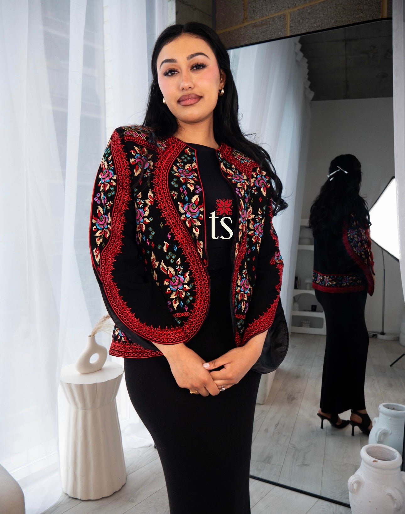 Floral Red Tatreez Blazer