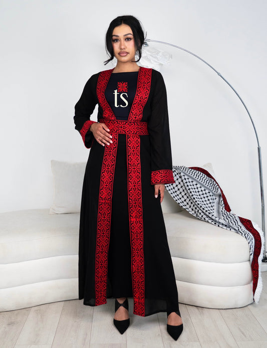 Black Tatreez Abaya