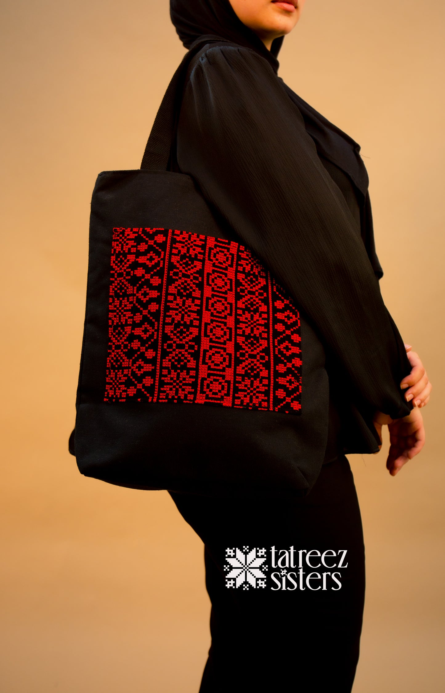 Black Tatreez Tote Bag